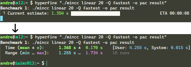 hyperfine command line timing tool screenshot