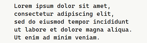 Sample text for monospace font .