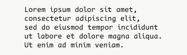 Sample text for monospace font .