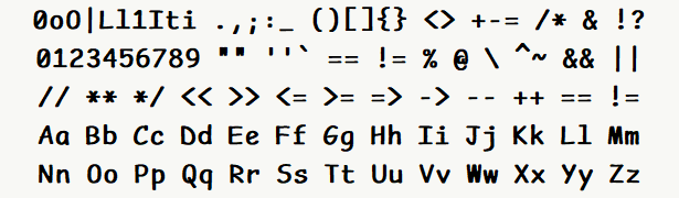 Font specimen for monospace font  (bold).