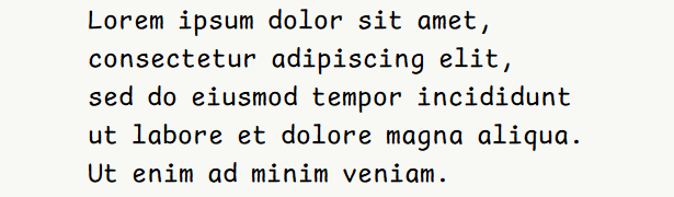 Sample text for monospace font .