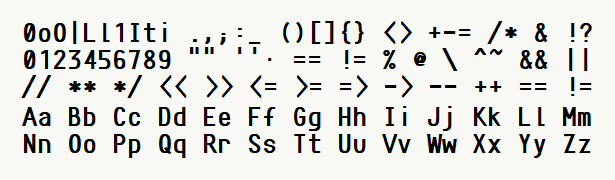 Font specimen for monospace font  (bold).