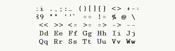 Font specimen for monospace font  (bold).