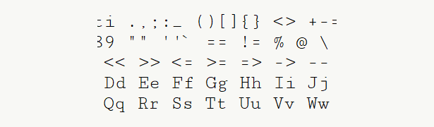 Font specimen for monospace font  (regular).