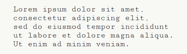 Sample text for monospace font .