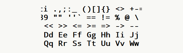 Font specimen for monospace font  (bold).