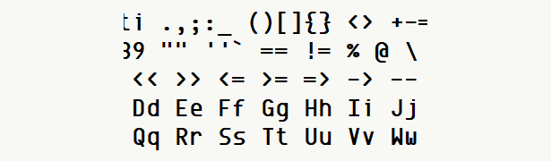 Font specimen for monospace font  (bold).