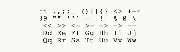 Font specimen for monospace font  (bold).