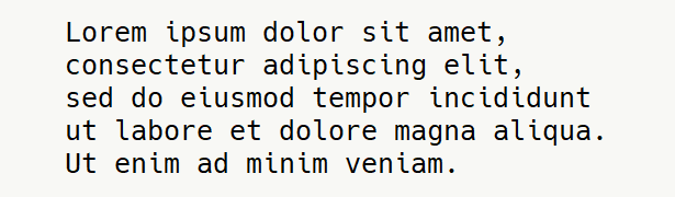 Sample text for monospace font .