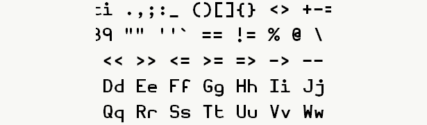 Font specimen for monospace font  (bold).