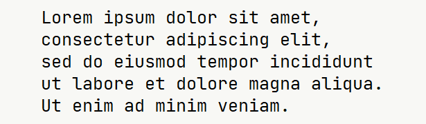 Sample text for monospace font .