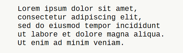 Sample text for monospace font .