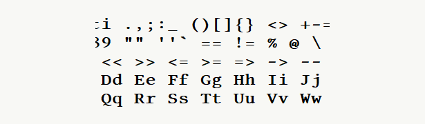 Font specimen for monospace font  (bold).