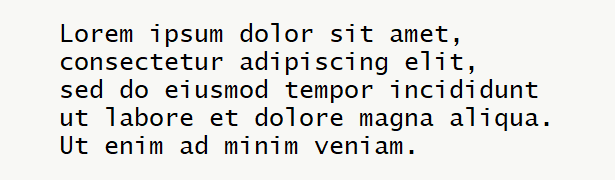 Sample text for monospace font .