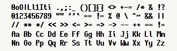 Font specimen for monospace font  (bold).