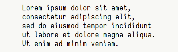 Sample text for monospace font .