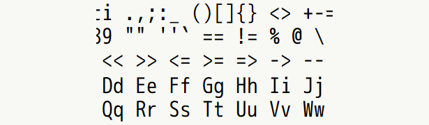 Font specimen for monospace font  (regular).