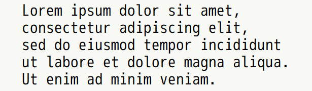 Sample text for monospace font .