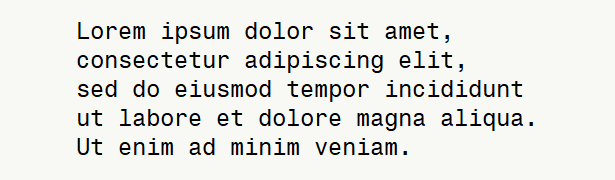 Sample text for monospace font .