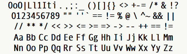 Font specimen for monospace font  (bold).