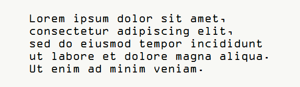 Sample text for monospace font .