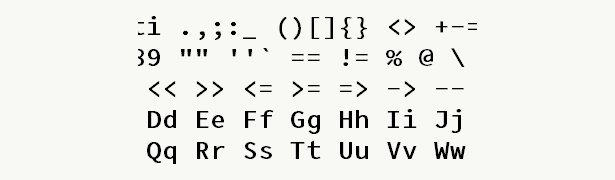 Font specimen for monospace font  (bold).