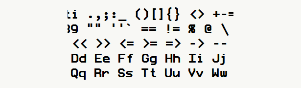 Font specimen for monospace font  (bold).