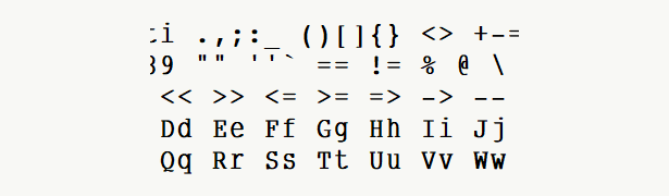 Font specimen for monospace font  (bold).