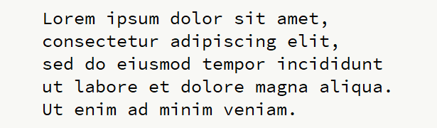 Sample text for monospace font .