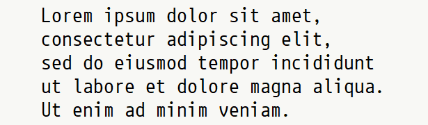 Sample text for monospace font .