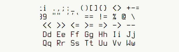 Font specimen for monospace font  (regular).