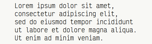 Sample text for monospace font .